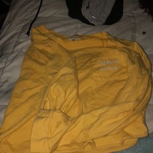 Yellow and white long sleeved crop top